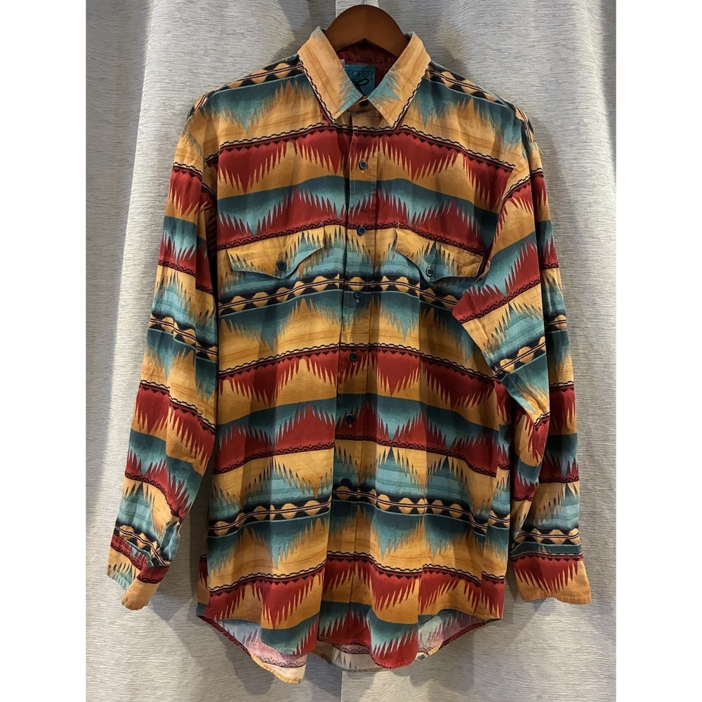 Vintage Roper Western Button Down‎ Size Largw 80s 90s Cowboy